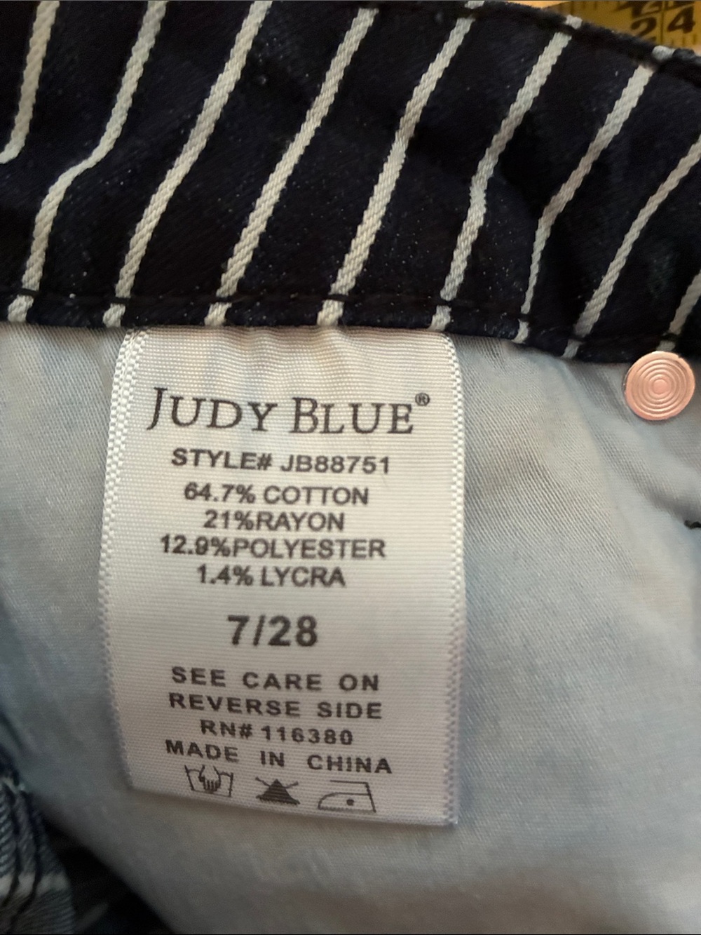 Judy Blue Navy Pinstripe Jeans - Picture 4 of 4